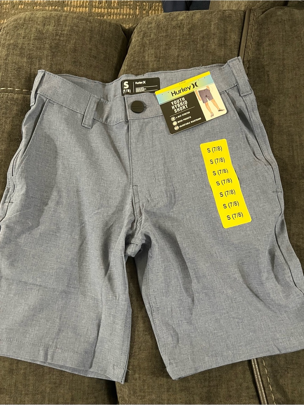 Hurley kids Light Blue/ Gray Flat Front Hybrid Shorts